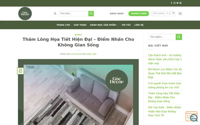 Screenshot of Tham Lông Phòng Khách - Góc Decor