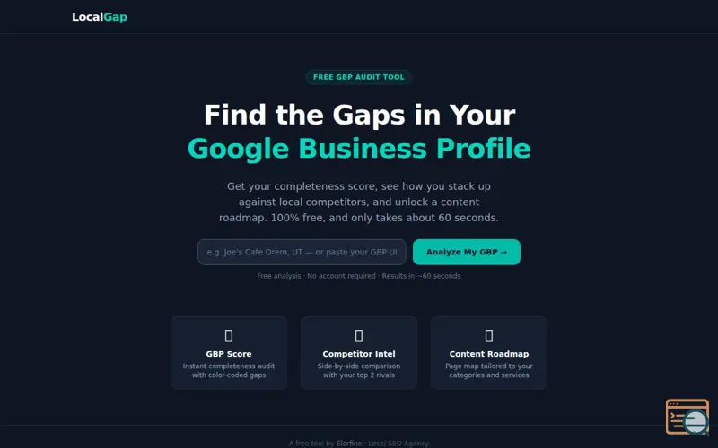 Screenshot of LocalGap — GBP Audit Tool
