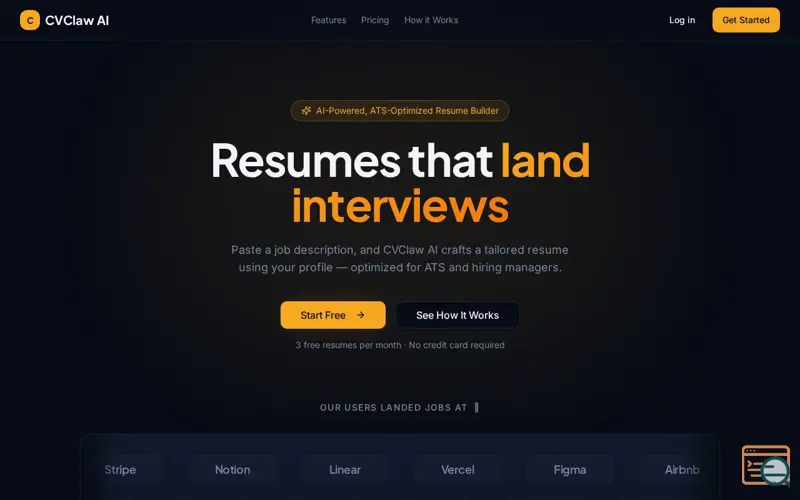Screenshot of CVClaw AI