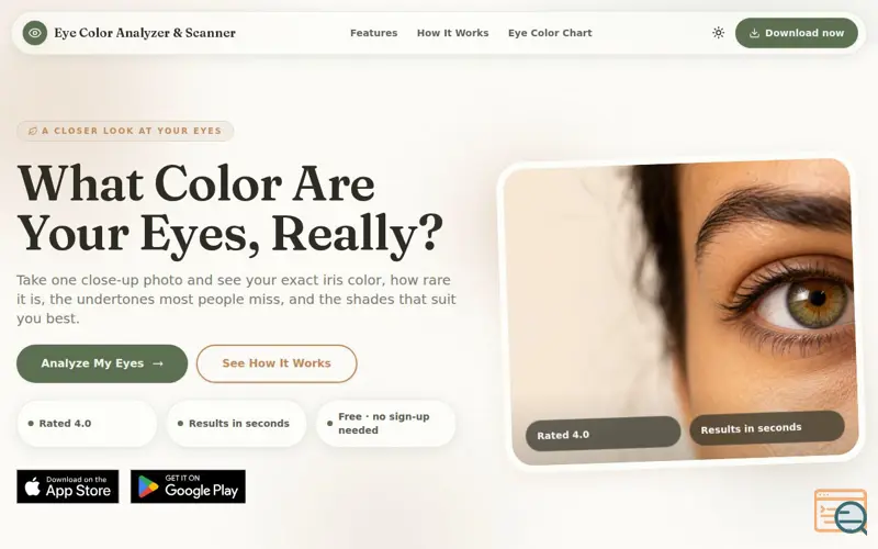 Screenshot of Eye Color Analyzer & Scanner