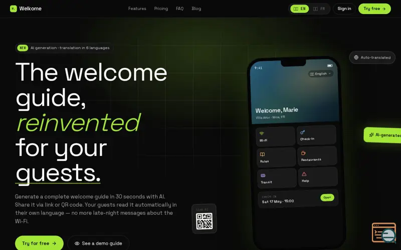 Screenshot of Welkome