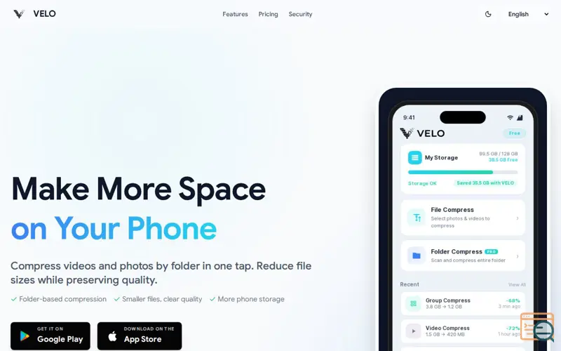 Screenshot of Velo