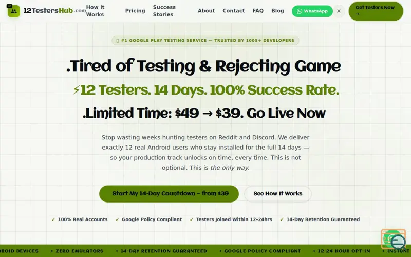 Screenshot of 12 Testers Hub