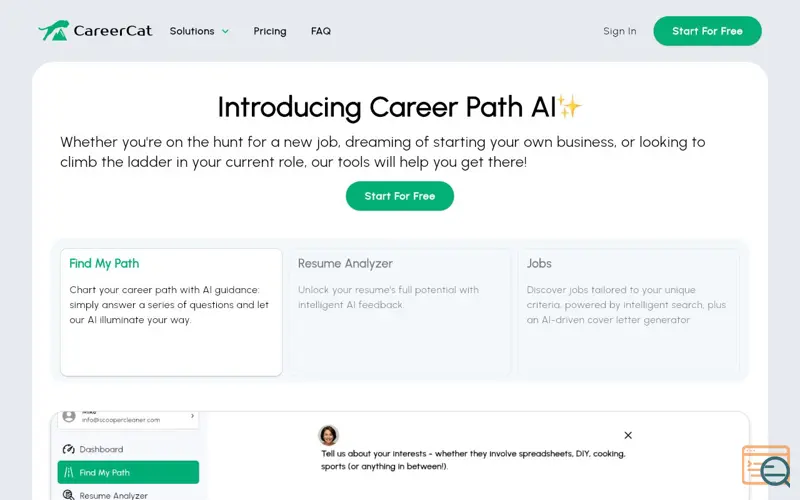 Screenshot of CareerCat