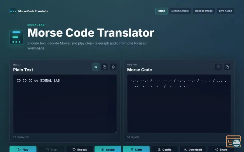 Screenshot of Morse Code Translator