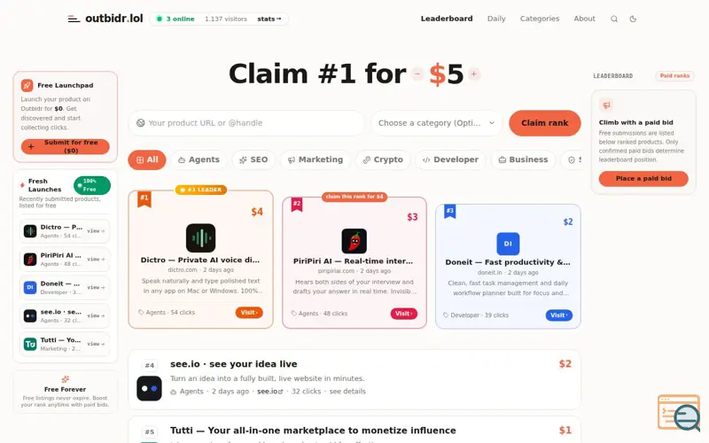 Screenshot of Outbidr.lol