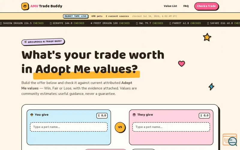 Screenshot of AMV Trade Buddy