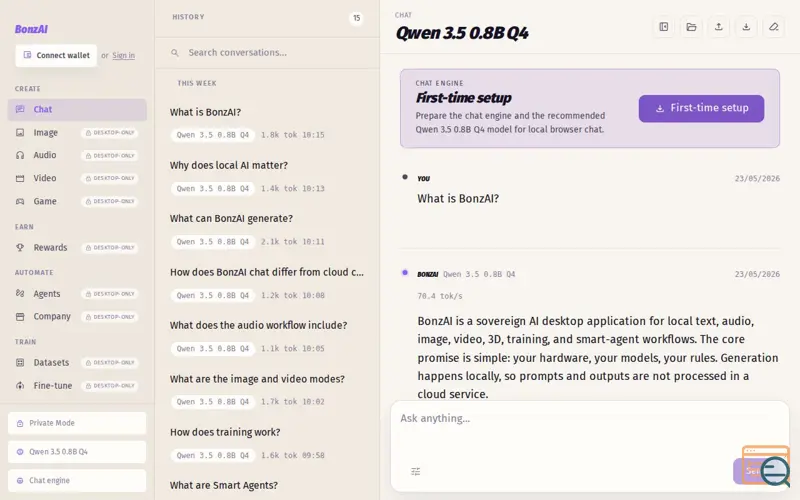 Screenshot of BonzAI, a launch using Arbiscan