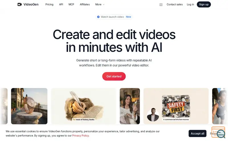 Screenshot of VideoGen