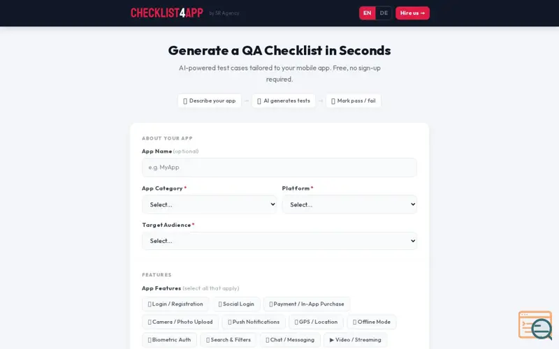 Screenshot of Checklist4App