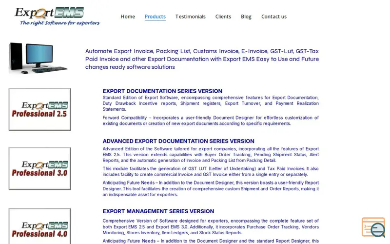 Screenshot of Visual Export