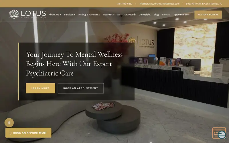 Screenshot of Lotus Psychiatry and Wellness, a launch using SiteGround