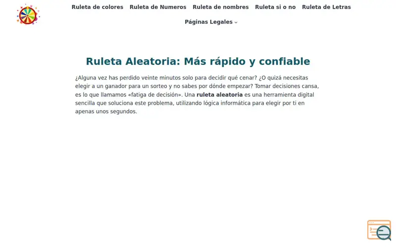 Screenshot of Ruleta Aleatoria