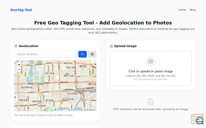Screenshot of Geo Tagging Tool