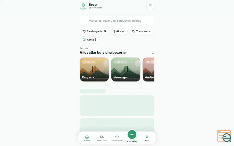 Screenshot of Bozor360.uz, a launch using Webspace.uz