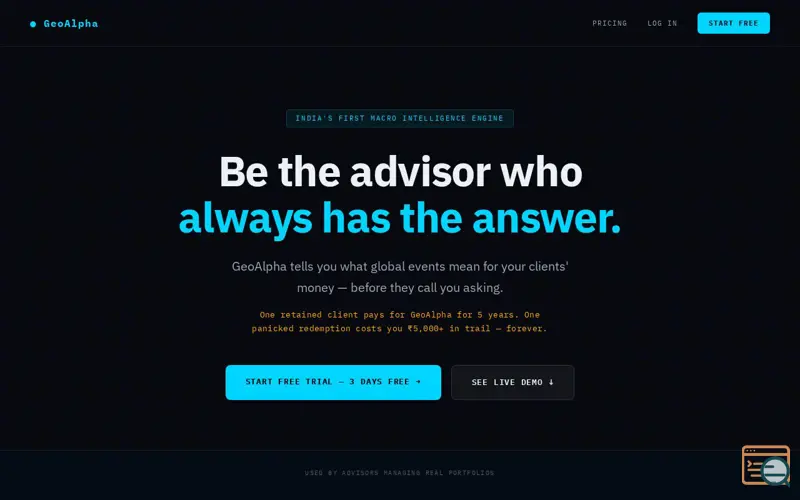 Screenshot of GeoAlpha AI