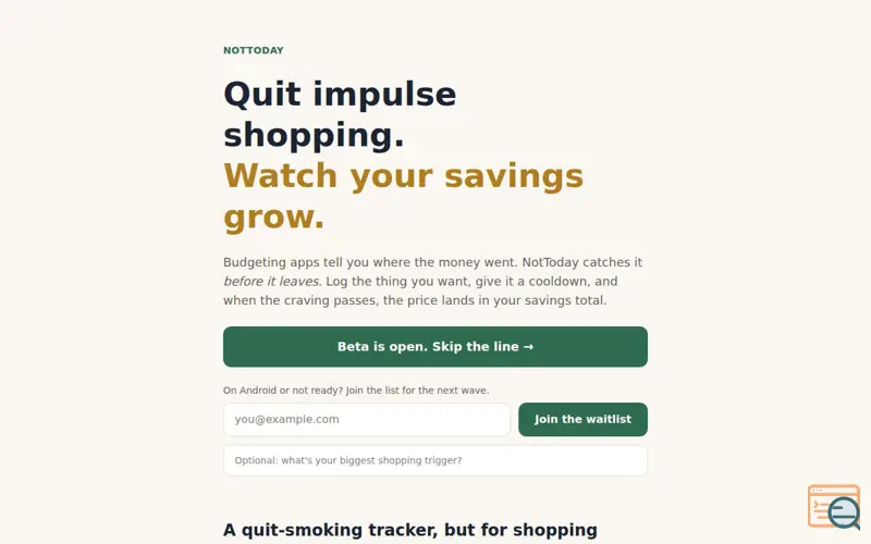 Screenshot of NotToday
