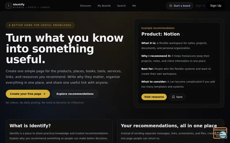Screenshot of Identify