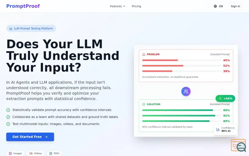 Screenshot of PromptProof