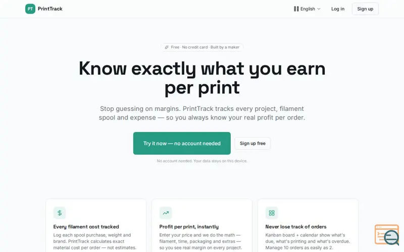 Screenshot of PrintTrack