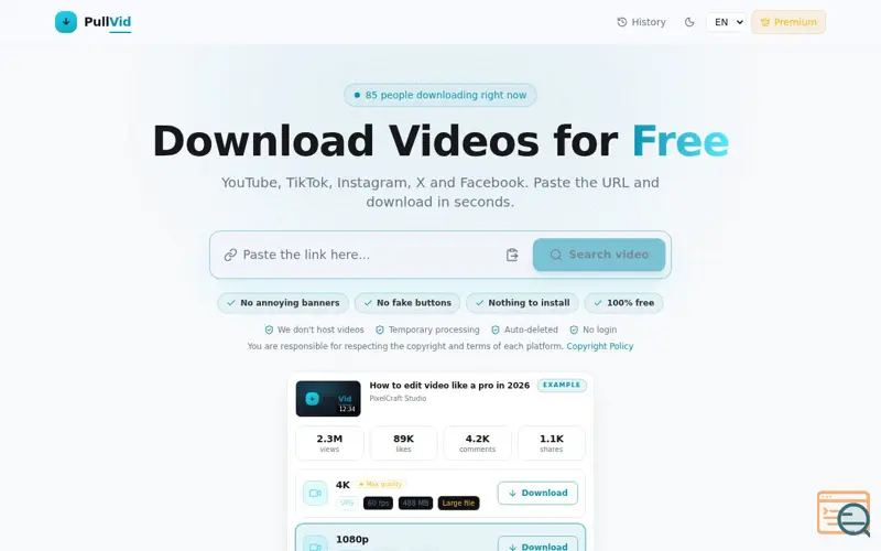Screenshot of PullVid