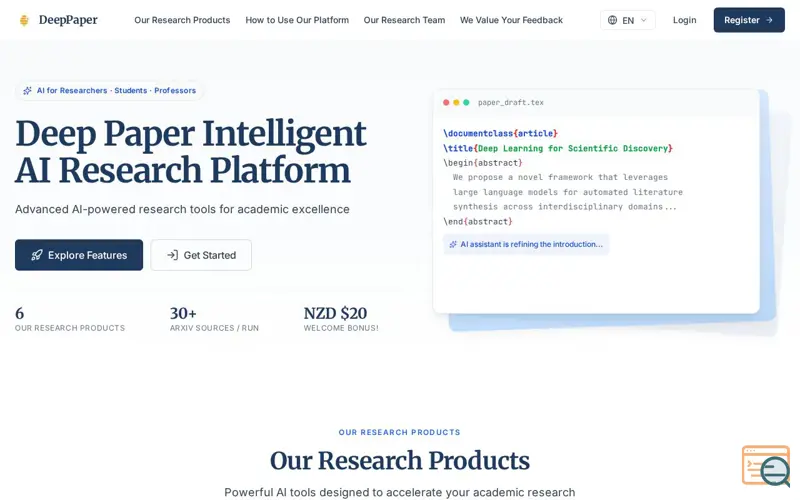 Screenshot of Deep Paper