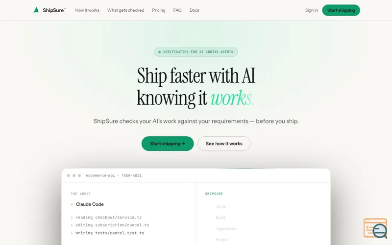 Screenshot of ShipSure