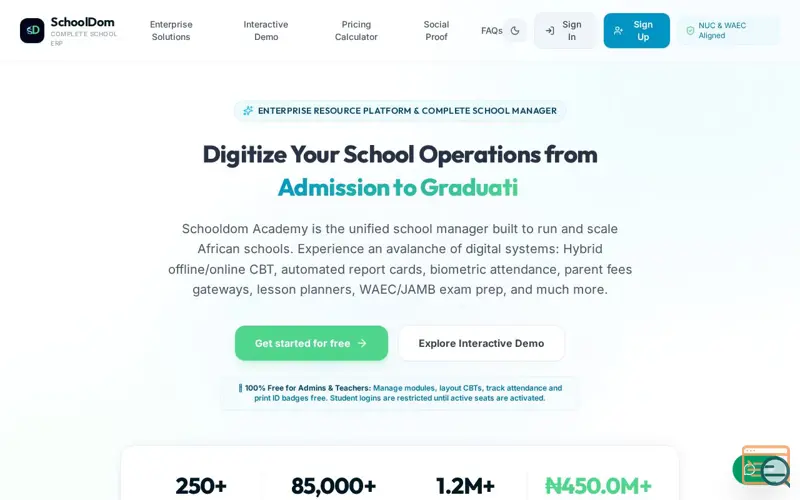 Screenshot of SchoolDom 
