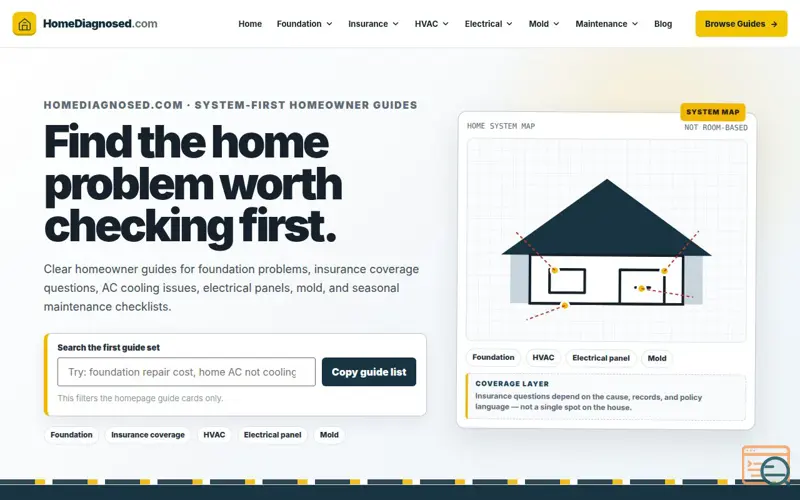 Screenshot of Home Diagnosed