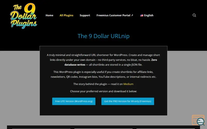Screenshot of The 9 Dollar URLnip