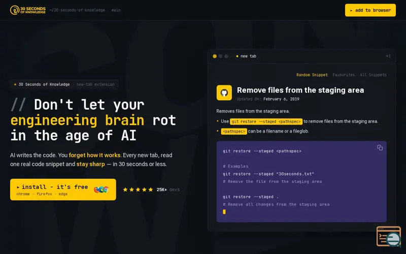 Screenshot of 30secondsofknowledge