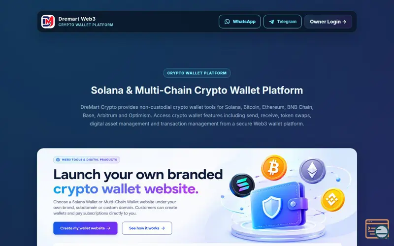 Screenshot of Dremart Crypto Wallets