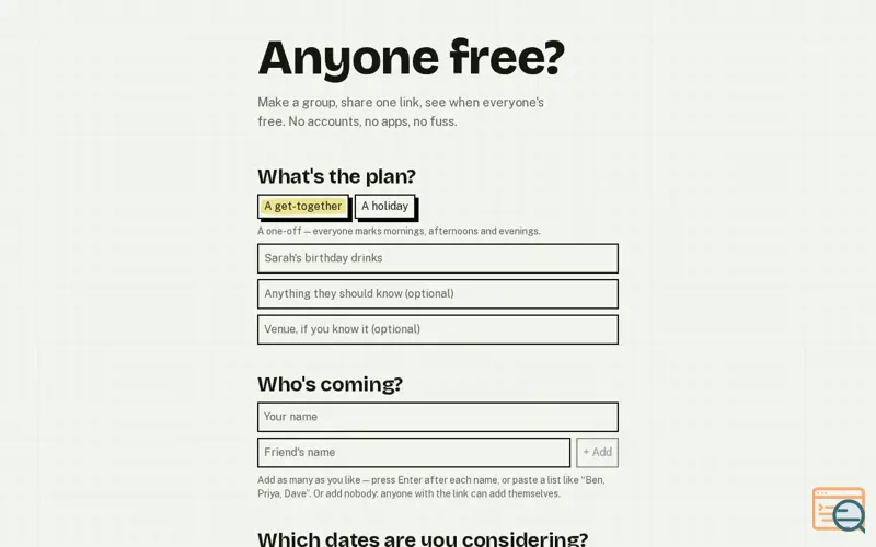 Screenshot of Anyone free?