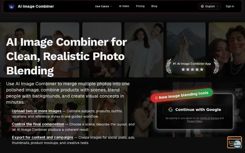 Screenshot of ai image combiner