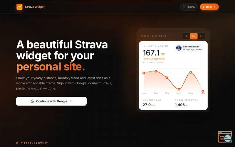 Screenshot of Strava Widget