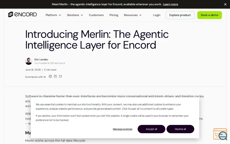 Screenshot of Merlin by Encord