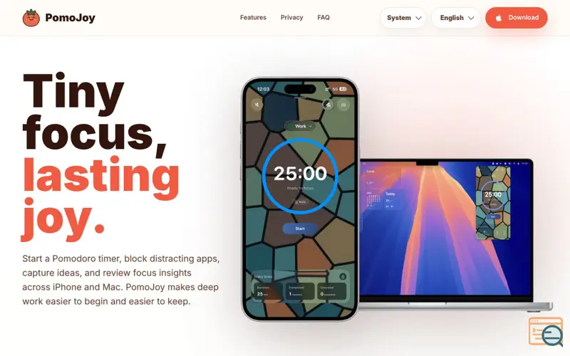 Screenshot of PomoJoy