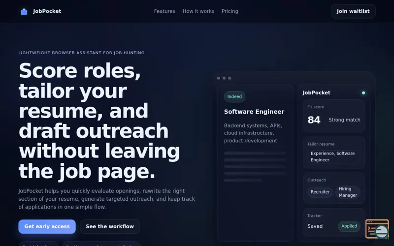 Screenshot of JobPocket