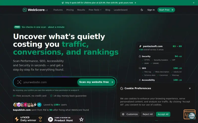 Screenshot of WebScore