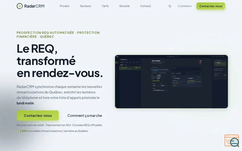 Screenshot of RadarCRM
