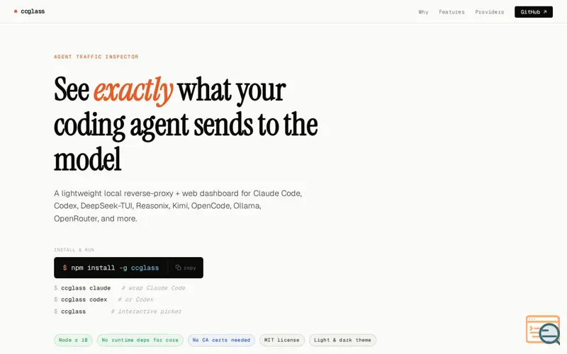 Screenshot of ccglass