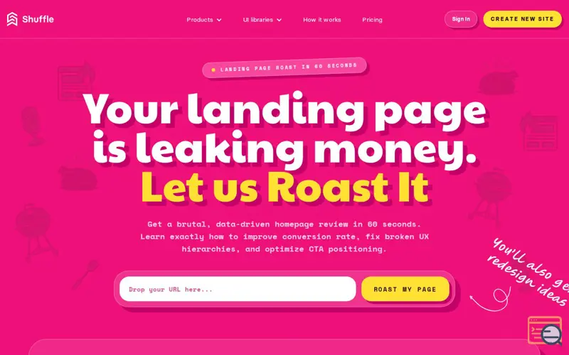 Screenshot of Landing Page Roast