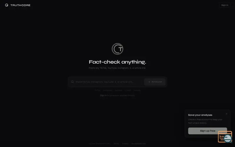 Screenshot of Truthcore