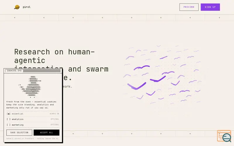 Screenshot of pirol — AI research lab