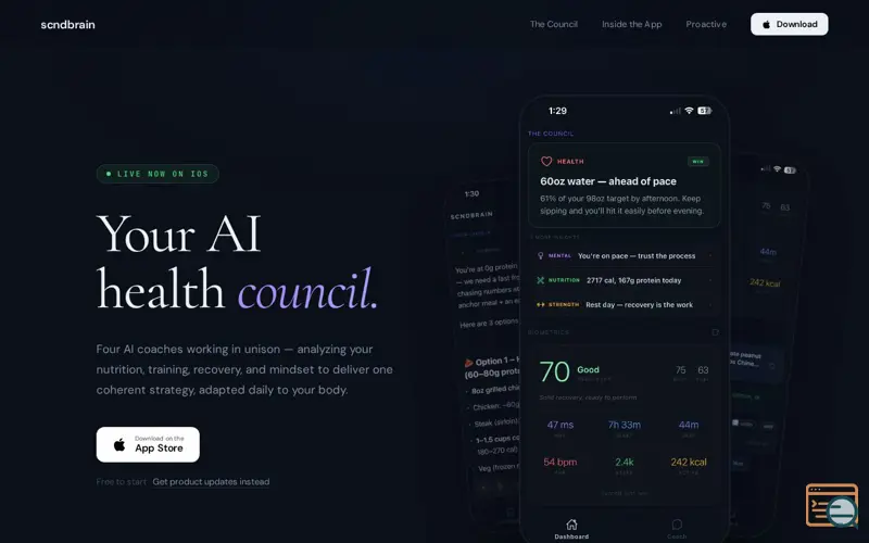 Screenshot of Scndbrain "Making Health Easy"