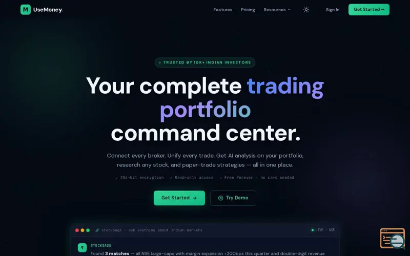 Screenshot of UseMoney AI