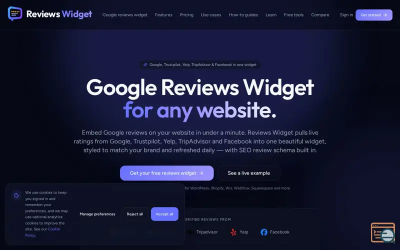 Screenshot of Google Reviews Widget — Embed Reviews on Any Site | Reviews Widget, a launch using AX Email