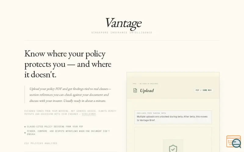 Screenshot of Vantage