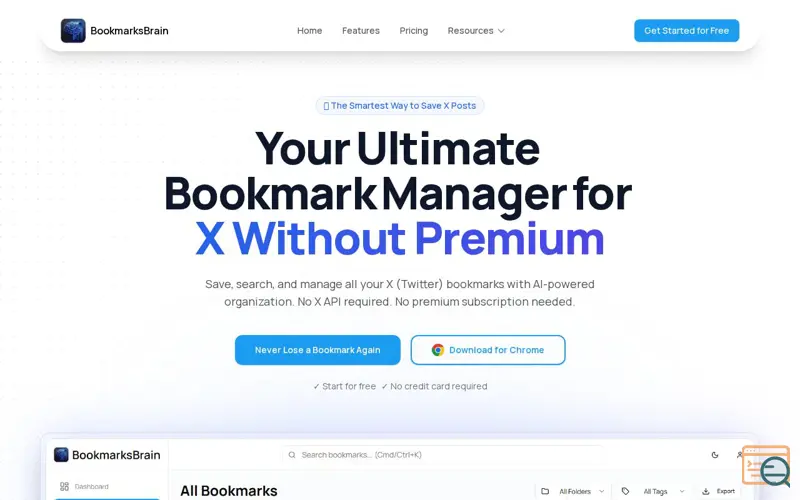 Screenshot of BookmarksBrain