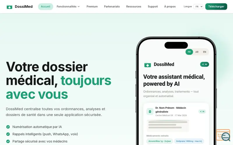 Screenshot of DossiMed